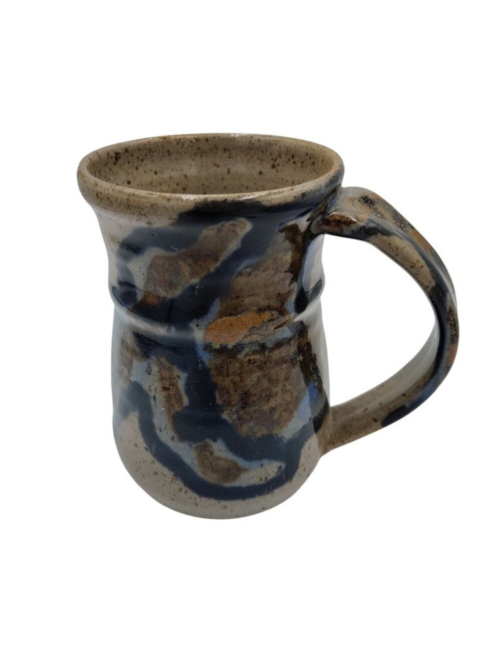 Drip Glaze Mug Jepson Tan Blue Brown Stoneware Handmade Coffee Cup